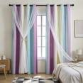 thumbnail image 5 of Topukaiba Blackout Curtains with Sheer Overlay Mix and Match Double Layer Thermal Insulated Window Panels 52 inch for Living Room Bedroom Drapes with Grommet Top,52"x40",Multicolor-D, 5 of 6