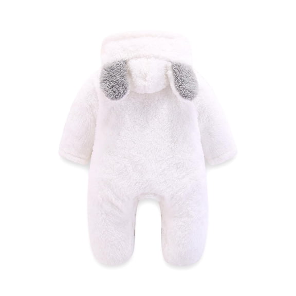 ABATAB Newborn Baby Boy Girl Snowsuit Hoodies Warm Winter Coat Fleece Hooded Long Sleeve Cute Fuzzy Thermal Romper Jumpsuit