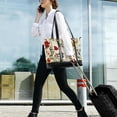 thumbnail image 5 of FORMRS Canvas Laptop Tote Bag for Women with 15.6" Computer Compartments Shoulder Handbag, Beige Floral, 5 of 7