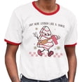 thumbnail image 2 of Lookin' Like a Snack Christmas Ringer Tee Shirt Unisex X-Large White/Red, 2 of 5