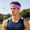 thumbnail image 6 of Sweat Wicking Sports Headband Quick Dry Stretch Workout Sweatband Non Slip Athletic Head Wrap For Running Yoga Gym Cycling Fitness(Purple-18Cm), 6 of 7