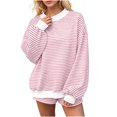 thumbnail image 2 of Ihhxva Women's Knit Tops Oversized Striped Sweater Soft Winter Pullover Relaxed Mock Neck Top Chunky Casual Long Sleeve Cozy Tunic Blouse for Holiday S-5XL, 2 of 8