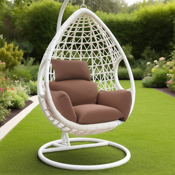 Egg Chair Cushion with Detachable Headrest Brushed Fabric and PP Cotton Hanging Chair Pad Integrated Backrest Seat