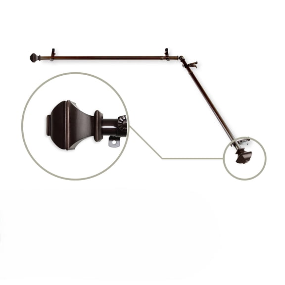 Contemporary Home Living Corner Window Curtain Rod with Mounting Brackets - 348" - Cocoa