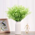 thumbnail image 3 of Artificial Shrubs Bushes 4 Pack Fake Outdoor UV Resistant Plants Flowers, Faux Plastic Bell Leaves Greenery for Indoor Outside Hanging Planter Home Office Wedding Farmhouse Decor(White), 3 of 7