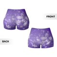 thumbnail image 5 of Fotbe Snowfall Sky White Purple Seamless Shorts, Womens Workout Shorts High Waist Stretch Booty Short for Gym/Yoga/Running/Biking-Small, 5 of 9