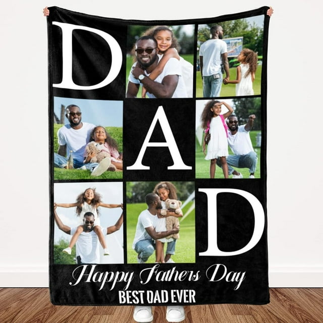 MesaSe Custom Memorial Gift with Photo Text Collage Made in USA 10 Photos Customized Blankets Personalized Throw Using My Own Pictures for Family Mom Dad Kids Wife or Lover - 4 Sizes