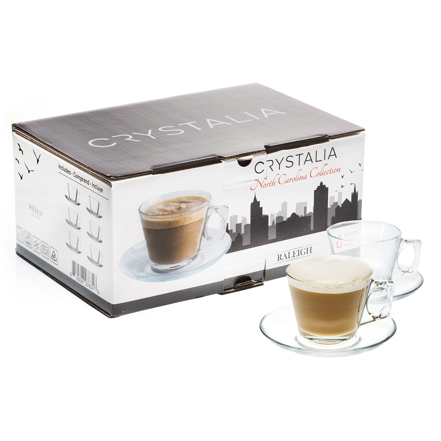  CRYSTALIA Glass Coffee Mugs, Iced Coffee Cup with Handles,  Clear Coffee Mug Set of 6 for Hot Beverages and Cold Drinks, Perfect for  Tea, Latte, Espresso, Cortado, Cappuccino, Hot Chocolate, 10