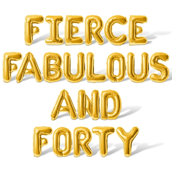 Letter Balloons - FIERCE FABULOUS AND FORTY 16" Inch Alphabet Letters Foil Mylar Balloon 40th Birthday Party Banner (Gold)
