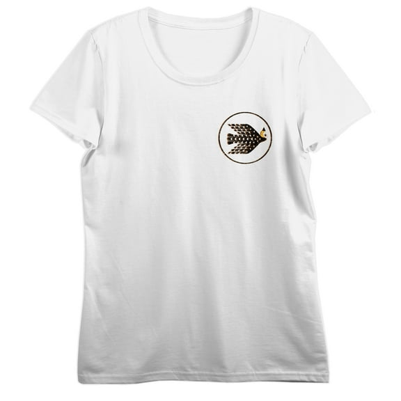 Free Authority Outdoor Bird In Circle Frame Women's White Crew Neck Short Sleeve T-shirt-Medium