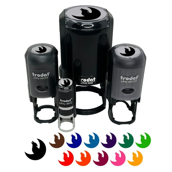 Wolf Howling with Moon Self-Inking Rubber Stamp Ink Stamper - Brown Ink - Mini 1/2 Inch