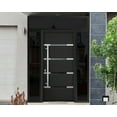 thumbnail image 4 of Front Exterior Prehung Steel Door / Deux 1105 Black Enamel / 2 Side and Top Exterior Window Sidelite / Stainless Inserts Entry Metal Modern Painted W16+36+16" x H80+16" Right hand Inswing, 4 of 5