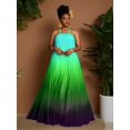 thumbnail image 4 of Multicolor Ombre Halter Neck Pleated Maxi Dress For Women Spring Summer, 4 of 8