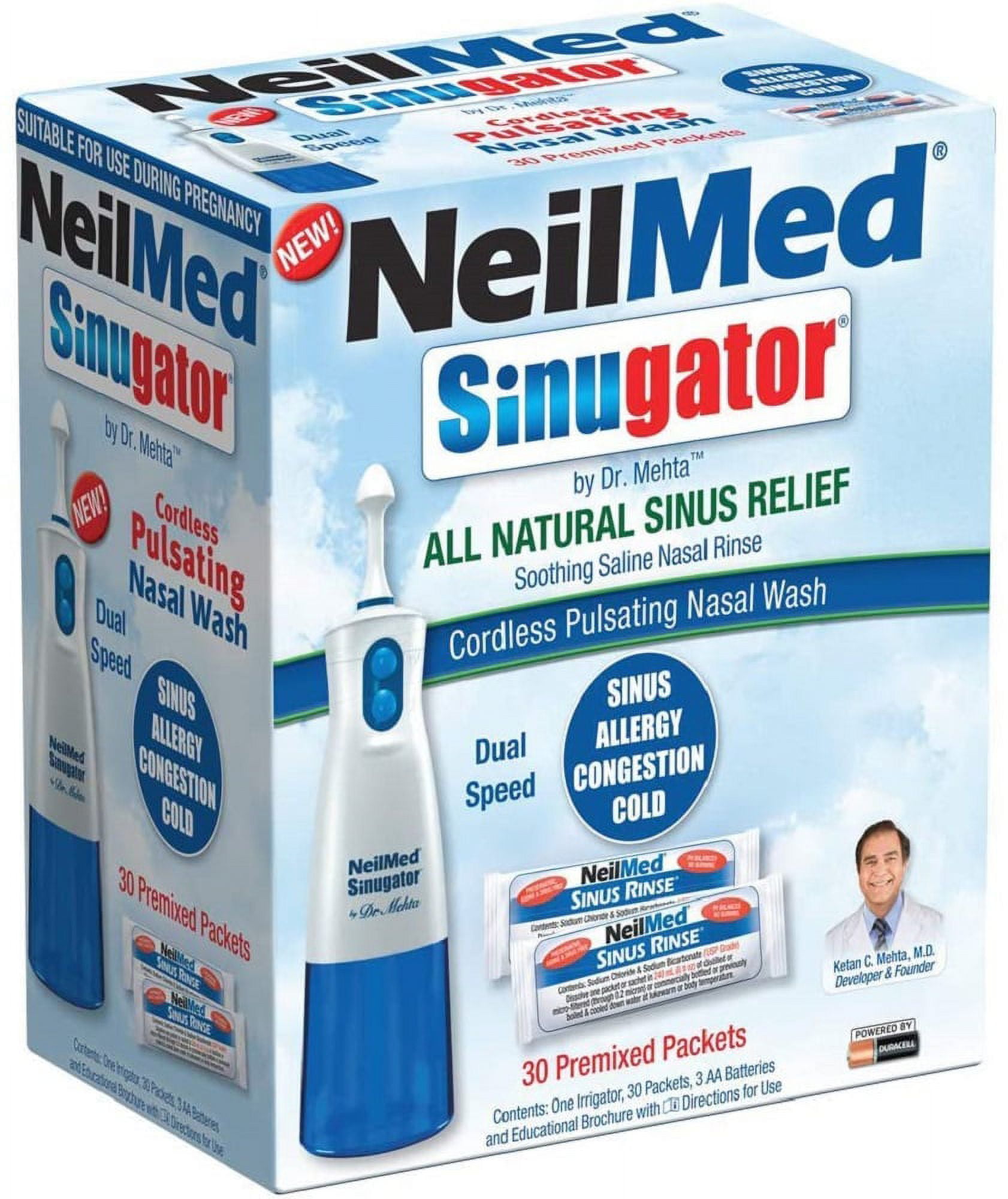 NeilMed Sinugator Pulsating Nasal Wash Kit, Nasal Irrigation, Reduces Inflammation and Relieve Congestion, Soothes Nose | 1 Each