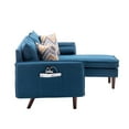 thumbnail image 6 of Mia Linen Fabric Sectional Sofa Chaise with USB Charger & Pillows in Blue, 6 of 6