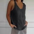 thumbnail image 6 of Fartey Women's Cotton Linen Tank Tops Fashion Raw Edge V Neck Tanks Summer Sleeveless Shirts Loose BreathableSolid Color Casual Camisoles Black XL, 6 of 7