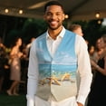 thumbnail image 4 of Yuyamidu Starfish Mens V Neck Suit Vest for Wedding Prom Tuxedo Dress with Adjustable Back Strap Beach Casual Waistcoat for Men Size 3XL, 4 of 7