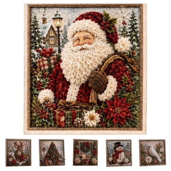 Clearance! 3D Christmas Fabric Poke Art Kit, Handmade Fabric Poke Art Kit, Vintage Holiday Handmade Decoration, DIY Christmas Craft Kit for Adults & Beginner, Santa Claus