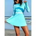 thumbnail image 3 of Sociala Printed Long Sleeve Swim Dress Zipper One Piece Rashguard Built-in Bra Swimsuit, 3 of 7
