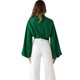thumbnail image 4 of VISgogo Blusa Femenina, Tops Cortos Anudados de Manga Larga con Cuello Redondo de Color Sólido para Damas, Verde/Negro/Albaricoque, S/M/L/XL VISgogo  moda, 4 of 8