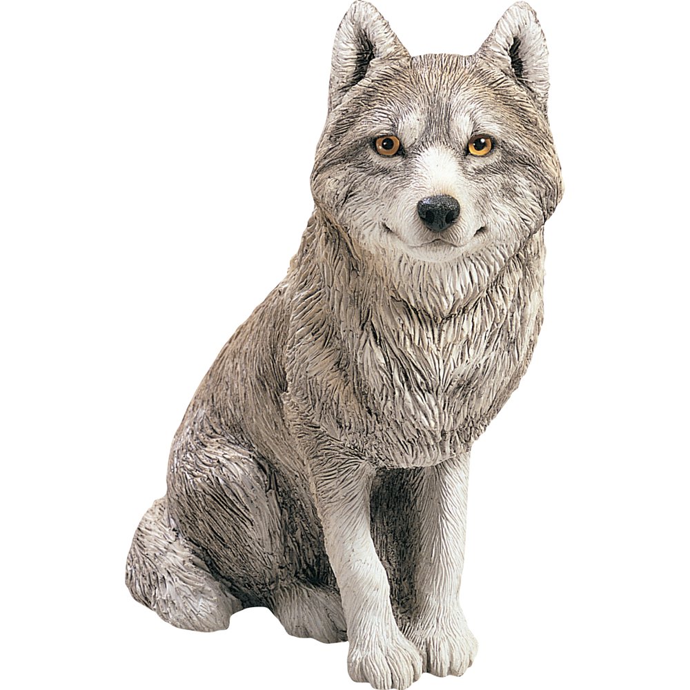 Sandicast "Original Size" Sitting Gray Wolf Sculpture