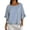 Blue, variant on Womens Tops Striped Ruffle Trim Blouse 3/4 Sleeve Round Neck Casual Top Loose Fit Women's Clothing