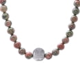 thumbnail image 2 of NOVICA Handmade Unakite Beaded Pendant Necklace from Thailand Fine .950 Silver Hill Tribe 'Natural Mind', 2 of 8