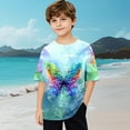 thumbnail image 4 of T-shirt à Manches Courtes pour Enfants, Haut Décontracté Imprimé à Col Rond en Mélange Polyester-Spandex pour Garçons et Filles de 3 à 14 Ans, Tissu Respirant et Doux, Lavable à la Machine, 4 of 9