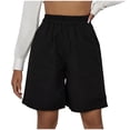 thumbnail image 2 of Women's Shorts With Pockets Elastic Waist Spring Summer Fashion Casual Solid Color Loose Wide Leg Outwear Shorts, 2 of 8