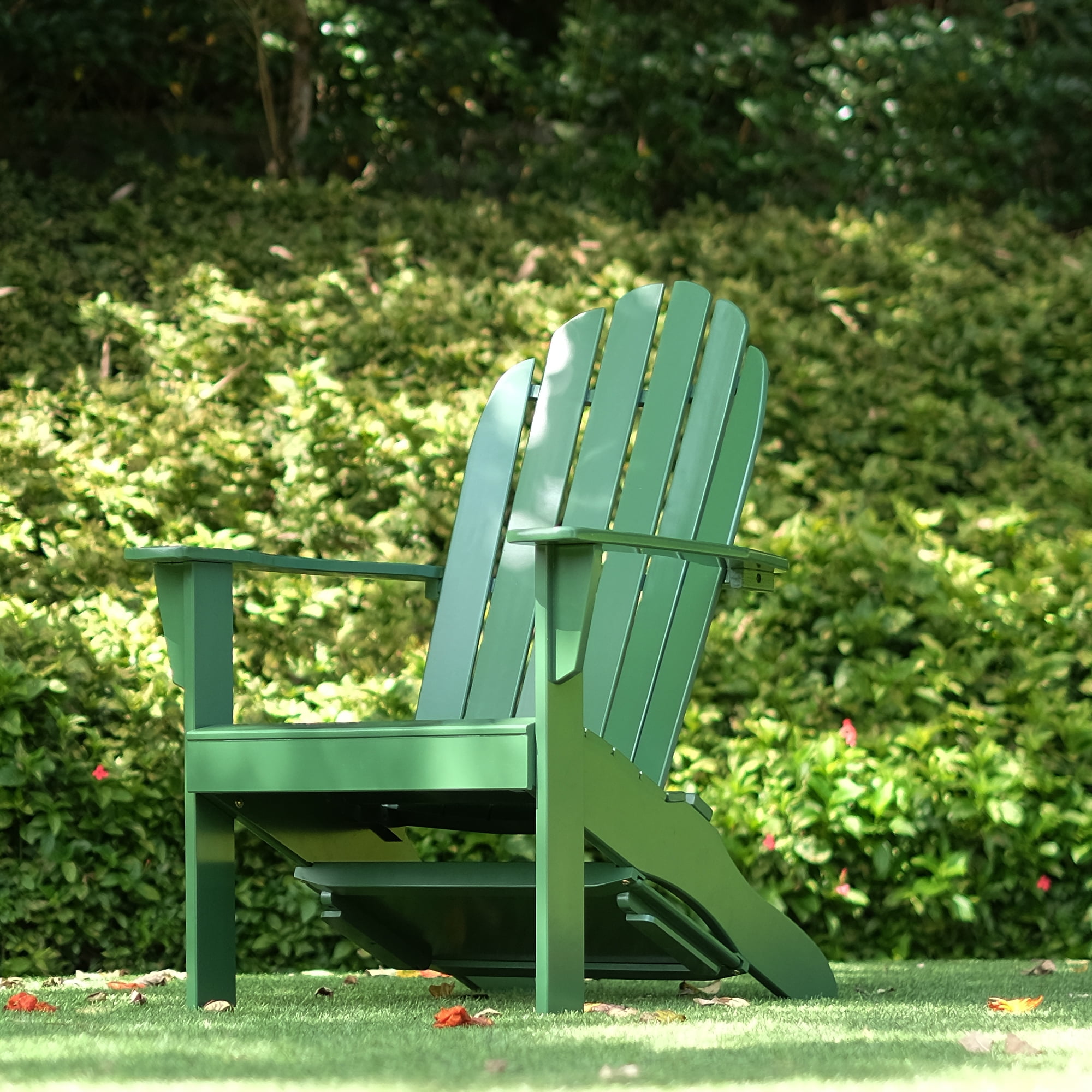 Alston Mahogany Outdoor Adirondack Chair, Free Tray Table, Hunter Green
