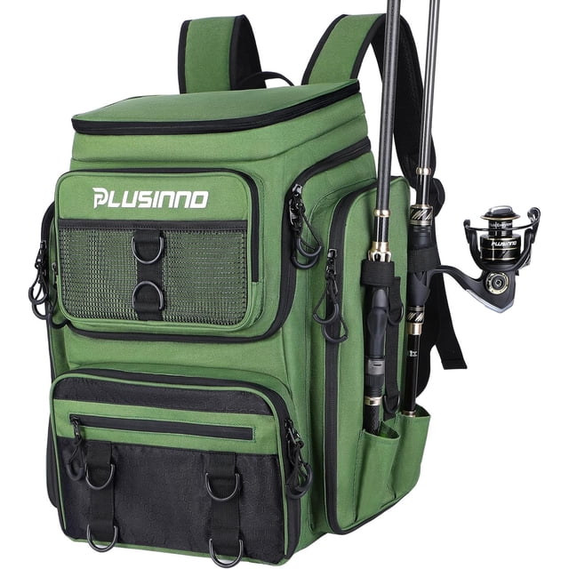 Mochilas de pesca, estantes de caña, bolsas de aparejo de pesca impermeables de gran tamaño 42l, para almacenar aparejos de pesca para pesca, regalos de pesca del padre del hombre, verde