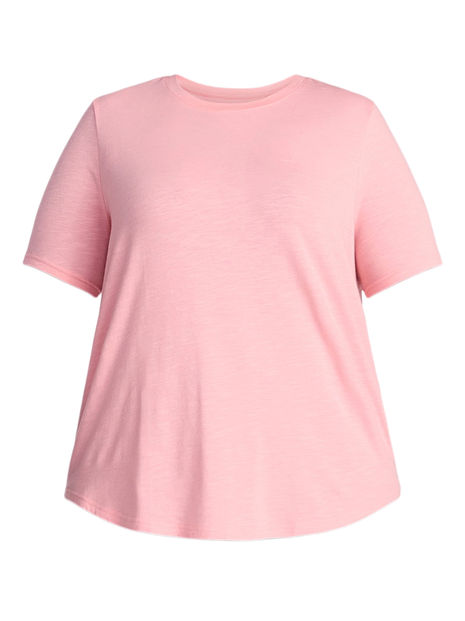 Terra & Sky Women's Plus Size Crewneck Tee with Short Sleeves, Sizes 0X-5X