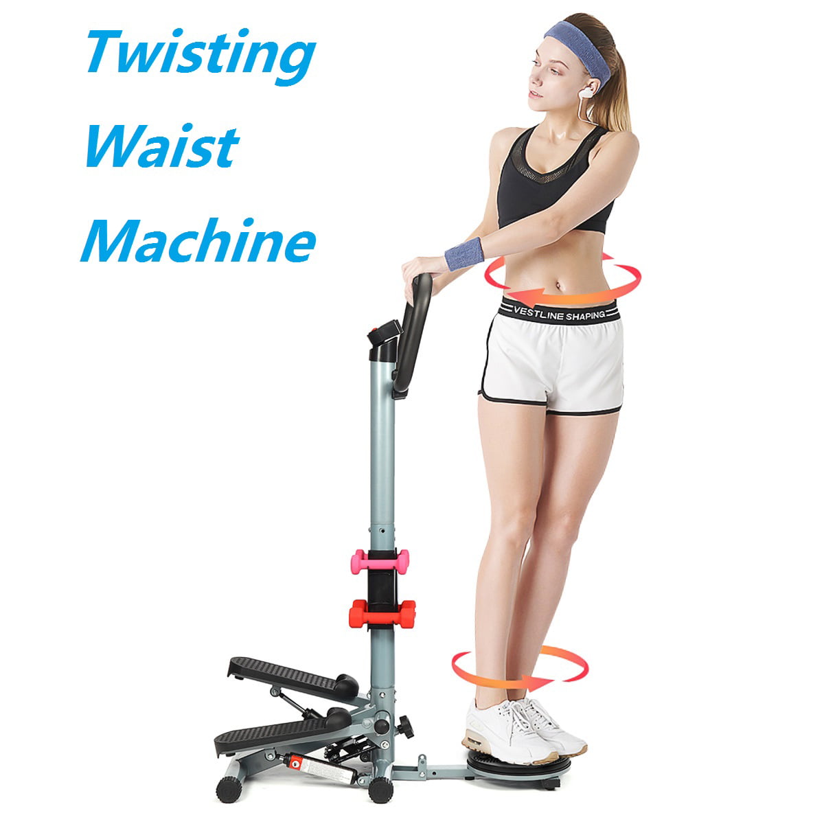 Waist and Hips Maximum User Weight 150 kg Sin Mini 2-in-1 Fitness Stepper with Training Rope and Multifunctional Screen 2 Step Stepper Leg Exercises
