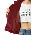 thumbnail image 7 of MODA NOVA Juniors Winter Fashion Loose Faux Fur Coat Crop Jacket Burgundy L, 7 of 7