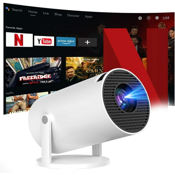 4K Supported Native 720P Full HD Mini Projector - Android 11, Auto Keystone Correction, WiFi 6 & Bluetooth 5.2, Portable Smart Projector for Home Theater/Outdoor