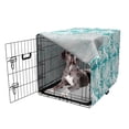 thumbnail image 5 of Floral Dog Crate Cover, Continuous Pattern Image of Branches and Leaves on Plain Background, Easy to Use Pet Kennel Cover Small Dogs Puppies Kittens, 7 Sizes, White and Dark Seafoam, by Ambesonne, 5 of 6
