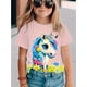 thumbnail image 1 of Nueva camiseta de manga corta con estampado digital 3D de unicornio de moda para niñas, 1 of 5