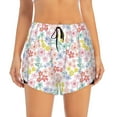thumbnail image 2 of Balery Retro Floral Pantalones cortos deportivos para mujer con forro y dos bolsillos, elásticos, para entrenamiento, gimnasio, yoga-X-Large, 2 of 7