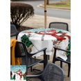thumbnail image 4 of Outdoor Tablecloth with Umbrella Hole and Zipper, Teal Snowman Christmas Square Table Cloth 60x60 Inch Waterproof Tablecloth, Xmas Tree Snowflake Elk Winter Picnic Table Cover for Patio Camping, 4 of 7