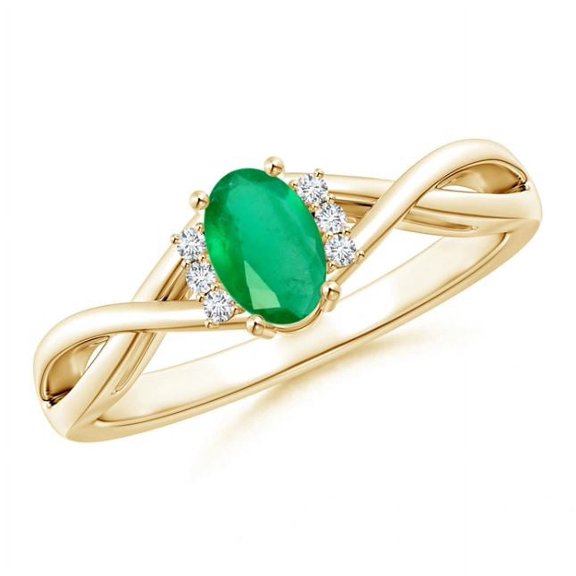 Oval Shape Green Emerald CZ Diamond Cocktail Band Ring Women 925 Sterling Silver Yellow Gold Plated May Birthstone Valentine Day Birthday Gift Gemstone Jewelry