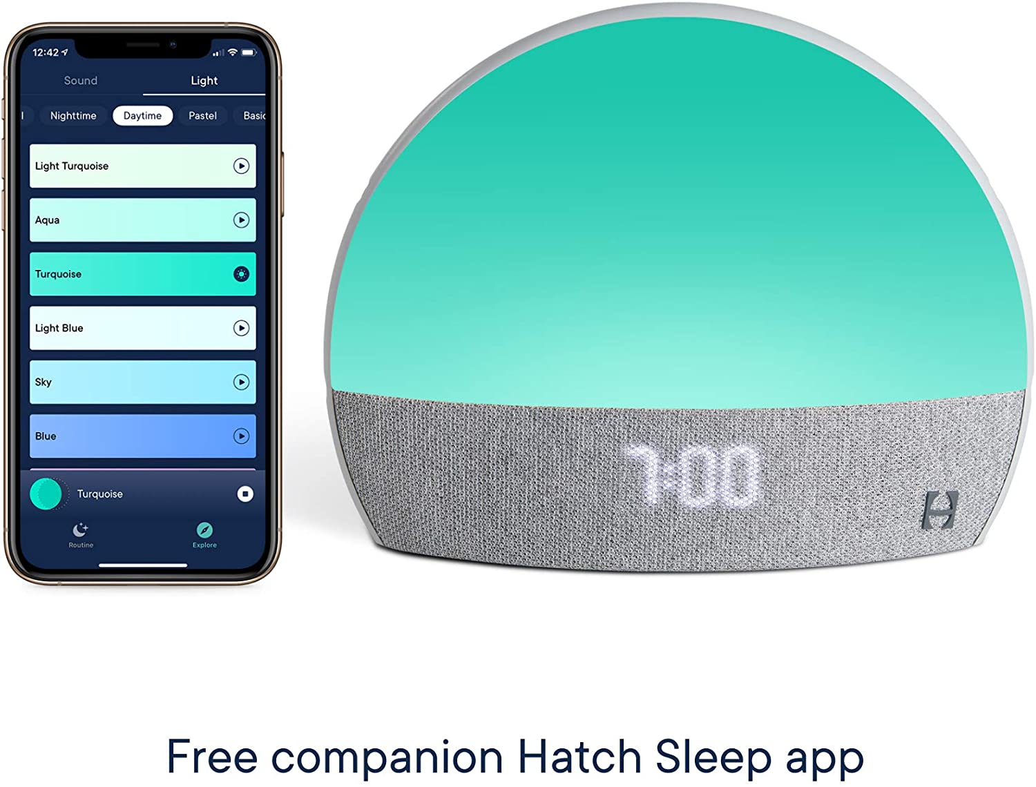 Hatch Restore - Sound Machine, Smart Light, Personal Sleep Routine, Bedside Reading Light, Wind Down Content and Sunrise Alarm Clock for Gentle Wake Up - image 3 of 6