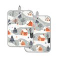 thumbnail image 7 of Yayeee Pot Holders Kitchen Heat Resistant with Pocket 7"x9.8" Cotton Oven Cooking Hot Pads, Cartoon Orange Houses, 7 of 7