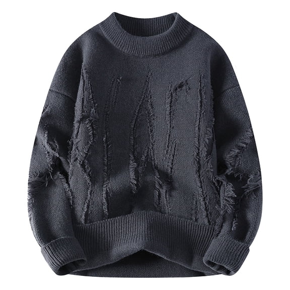 GBSYEWXS Pullover Sweater For Men Long Sleeve Patchwork Pullover Soft Elegant Crew Neck Sweaters Grey
