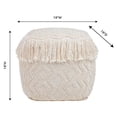 thumbnail image 5 of TOV Furniture Inca 18"H Traditional Style Cotton Fabric Pouf in Cream, 5 of 5