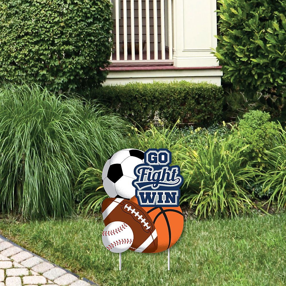 Go, Fight, Win - Sports - Outdoor Lawn Sign - Baby Shower or Birthday Party Yard Sign - 1 Piece