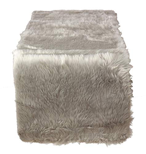Dining Room Holiday and Special Occasion Banquets White Table Cover for Home Fennco Styles Juneau Faux Fur Table Runner 15 x 72 Inch
