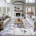 thumbnail image 3 of Purple Flowers Area Rugs 5'x8', Washable Small Throw Rugs for Classroom Bedroom, Weeping Spring Floral Bicycle Wooden Indoor Outdoor Rug Non-Slip Low Pile Carpet Runner Reversible Floor Mats, 3 of 8