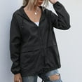 thumbnail image 2 of yoeyez Casual Windproof Jacket for Women Hooded Waterproof Zipper Windproof Waterproof Raincoat Jacket Lightweight Packable Motorcycle Jacket Rain Jacket for Women Casual, 2 of 5