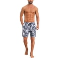 thumbnail image 2 of INSPIRE CHIC Men's Contrast Pattern Drawstring Bathing Summer Beach Shorts 30 Dark Blue, 2 of 4