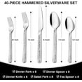 thumbnail image 2 of Hammered Silverware Set, 40-Piece Stainless Steel Square Flatware Set for 8, Food-Grade Tableware Cutlery Set, Utensil Sets for Home Restaurant, Mirror Finish, Dishwasher Safe, 2 of 7